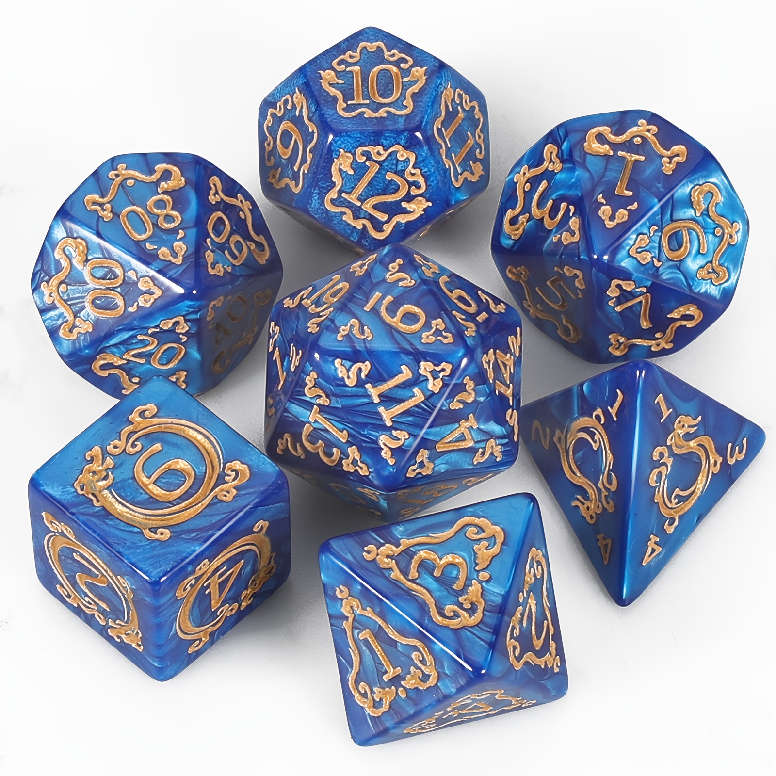 Premium Polyhedral Dice Set (7pcs) with Drawstring Bag